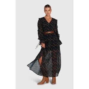 NWT Belle & Bloom Come As You Are Floral Maxi Dress  $229 MEDIUM (US 6)  NAVY